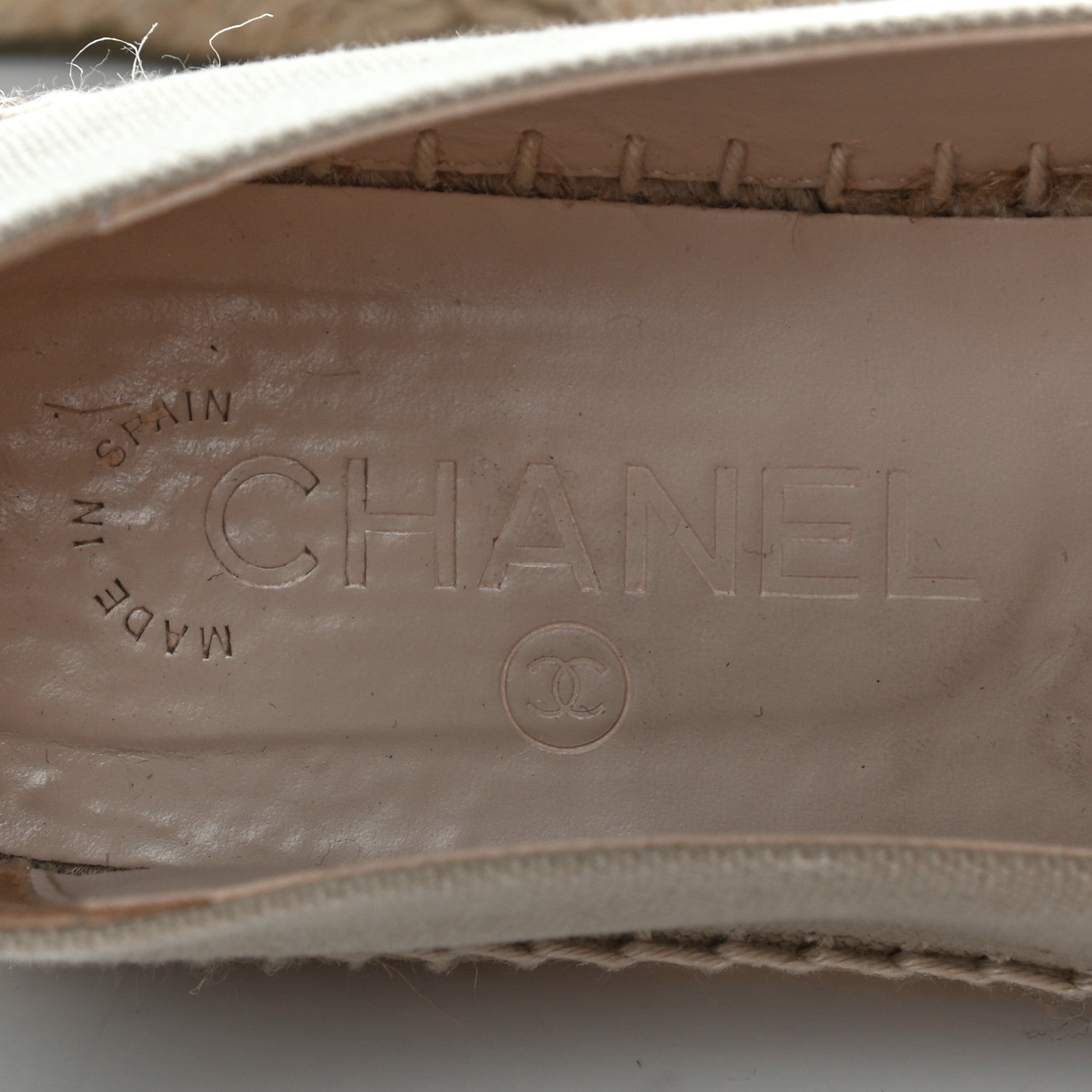 Chanel Canvas Grosgrain CC Espadrilles 38 Beige Black 6 of 12