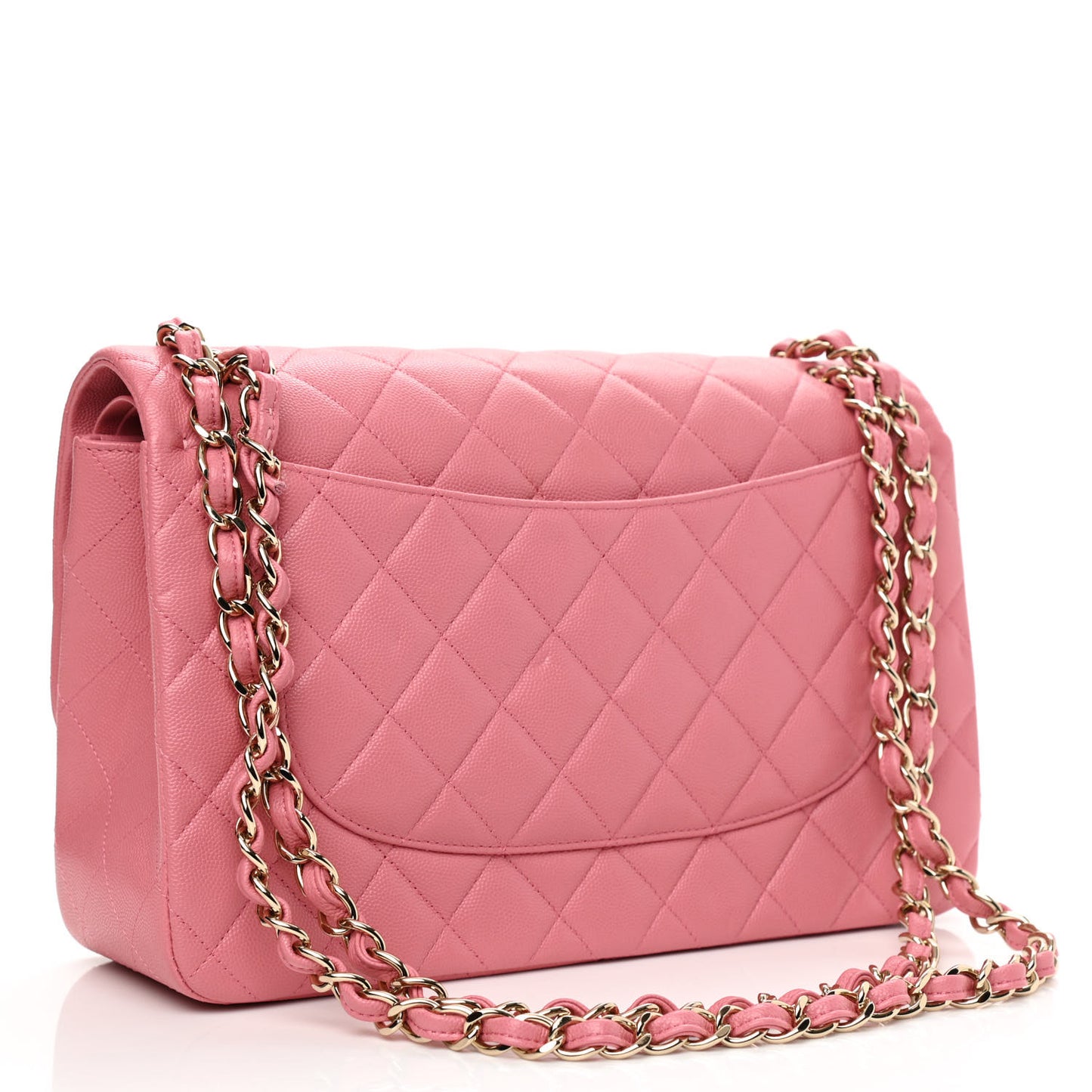 Caviar Quilted Jumbo Double Flap Dark Pink