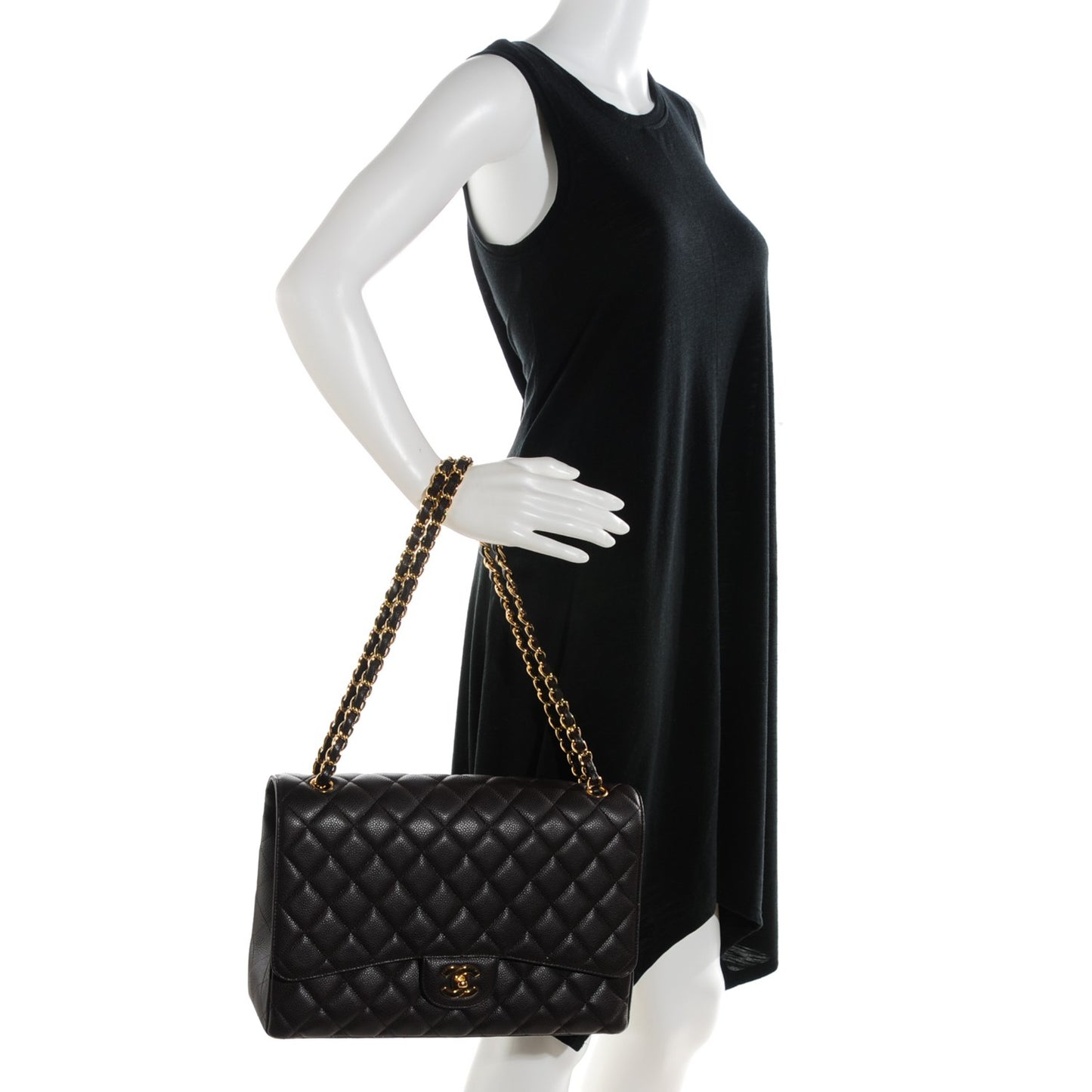 Caviar Quilted Maxi Single Flap Brown