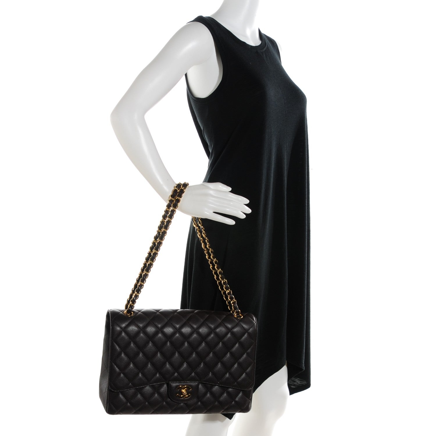 Chanel Caviar Quilted Maxi Single Flap Brown 2 of 9