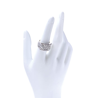 David Yurman Sterling Silver Diamond Cable Cigar Band Ring 56 7.5 2 of 6