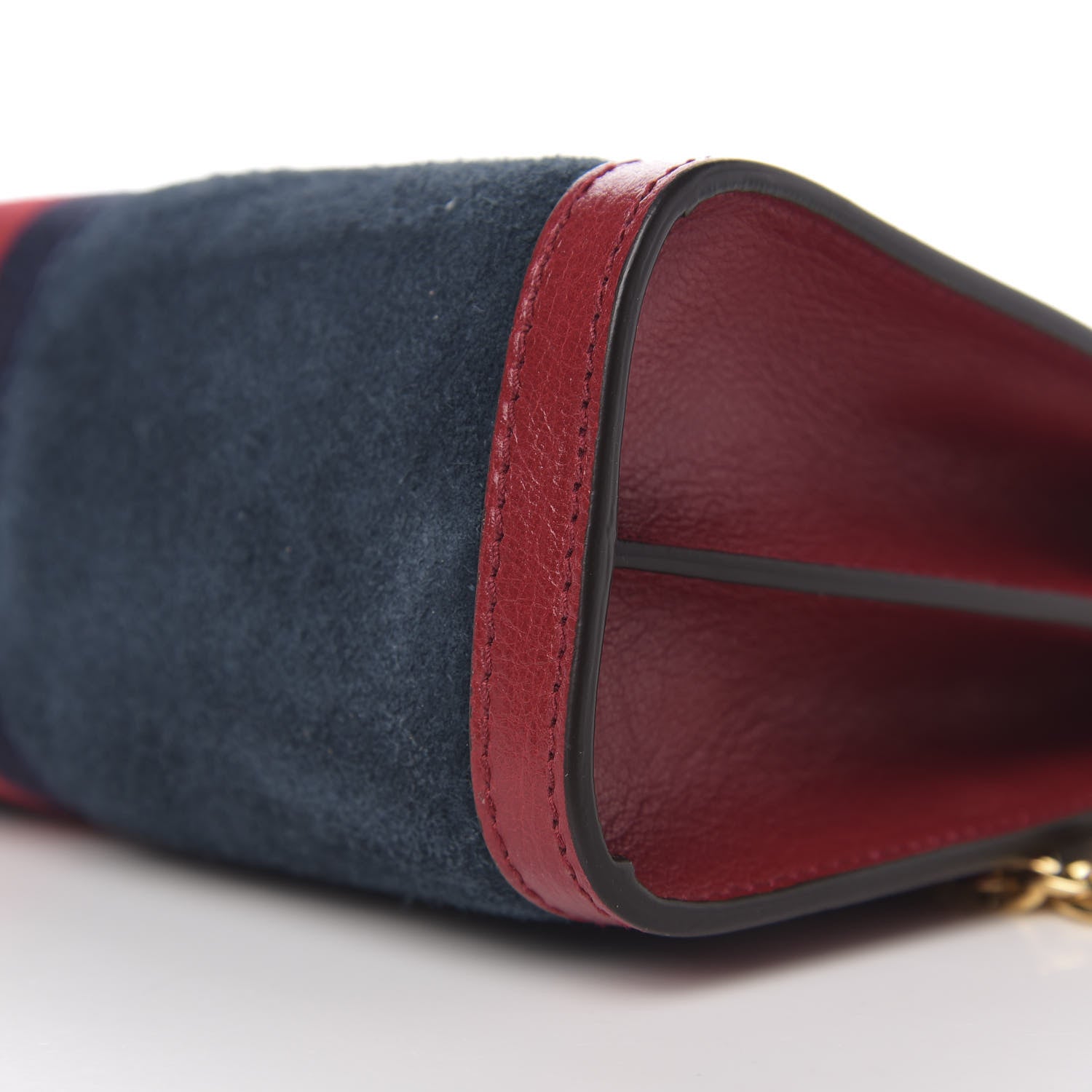 Gucci Suede Calfskin Web Small Ophidia Chain Shoulder Bag New Blue Romantic Cherry 8 of 9
