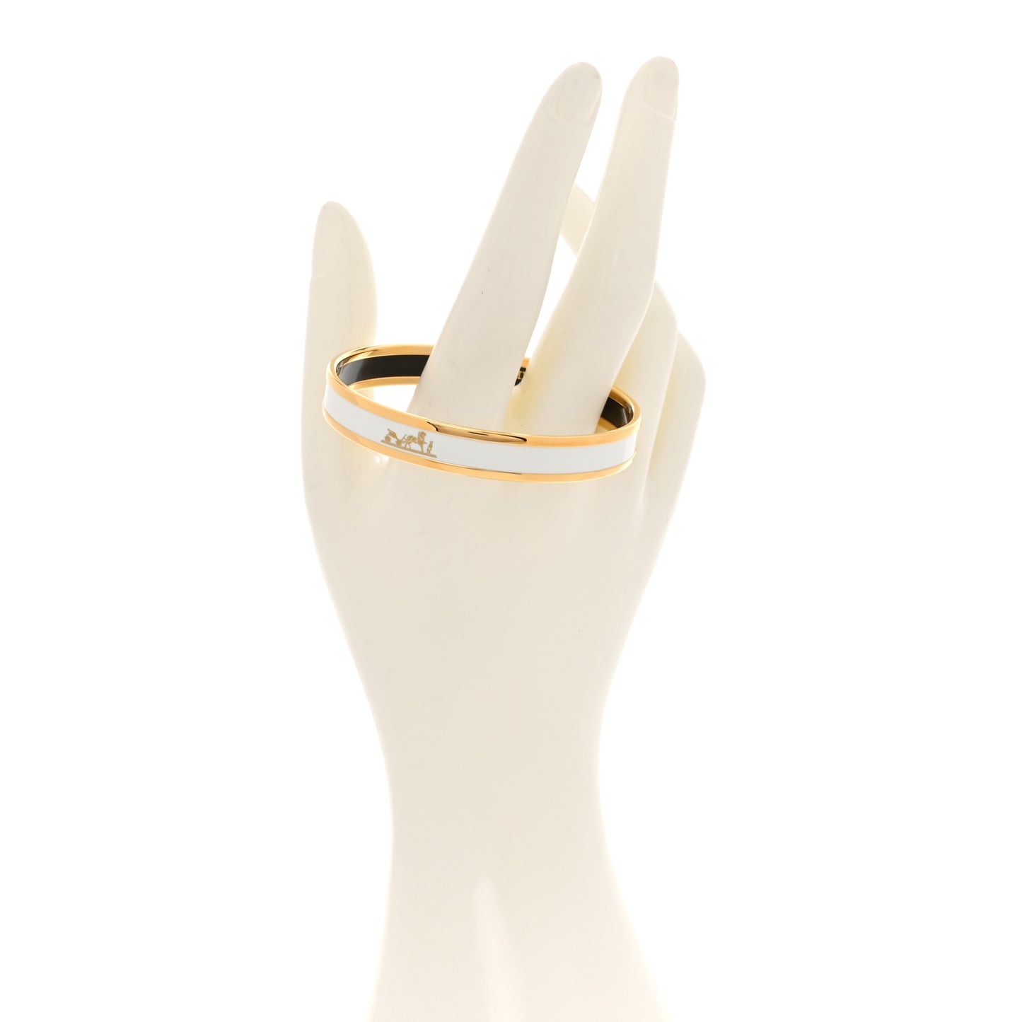 Enamel Printed Narrow Caleche Bracelet 65 White