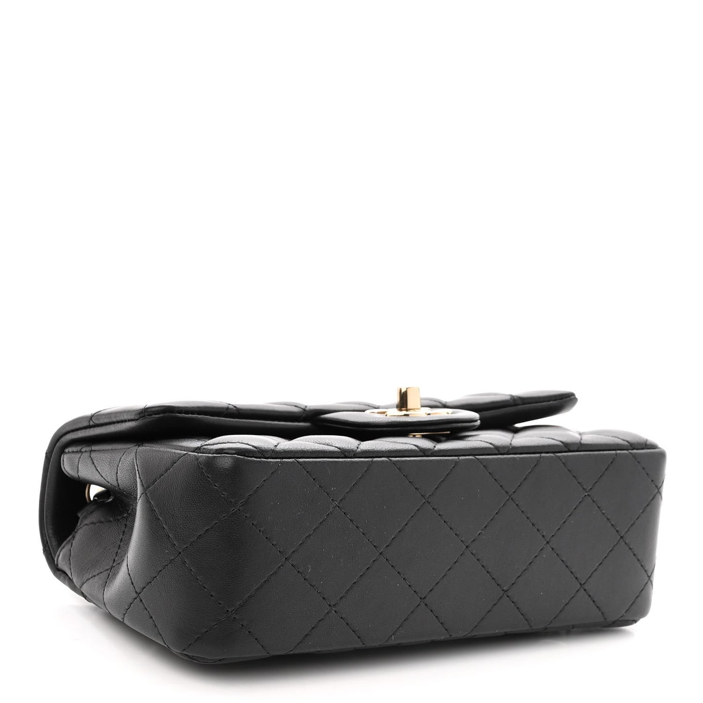 Lambskin Quilted Mini Rectangular Flap Black