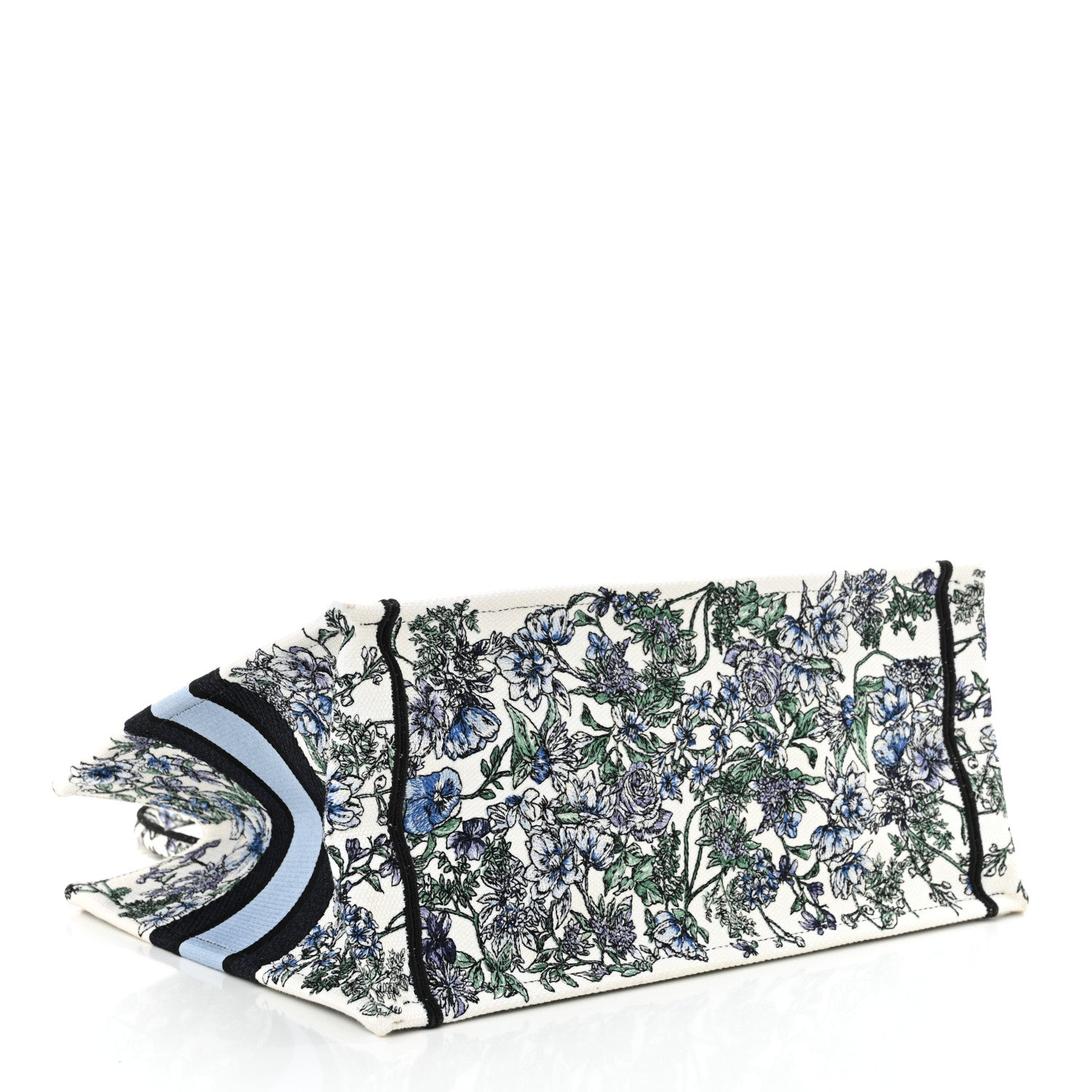 Christian Dior Canvas Embroidered Medium Flowers Book Tote Blue 4 of 10