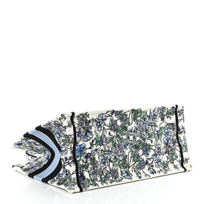 Christian Dior Canvas Embroidered Medium Flowers Book Tote Blue 4 of 10