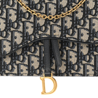 Christian Dior Oblique Saddle Chain Pouch Blue 7 of 10
