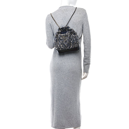 Chanel Tweed PVC Quilted Gabrielle Backpack Navy Black 2 of 10