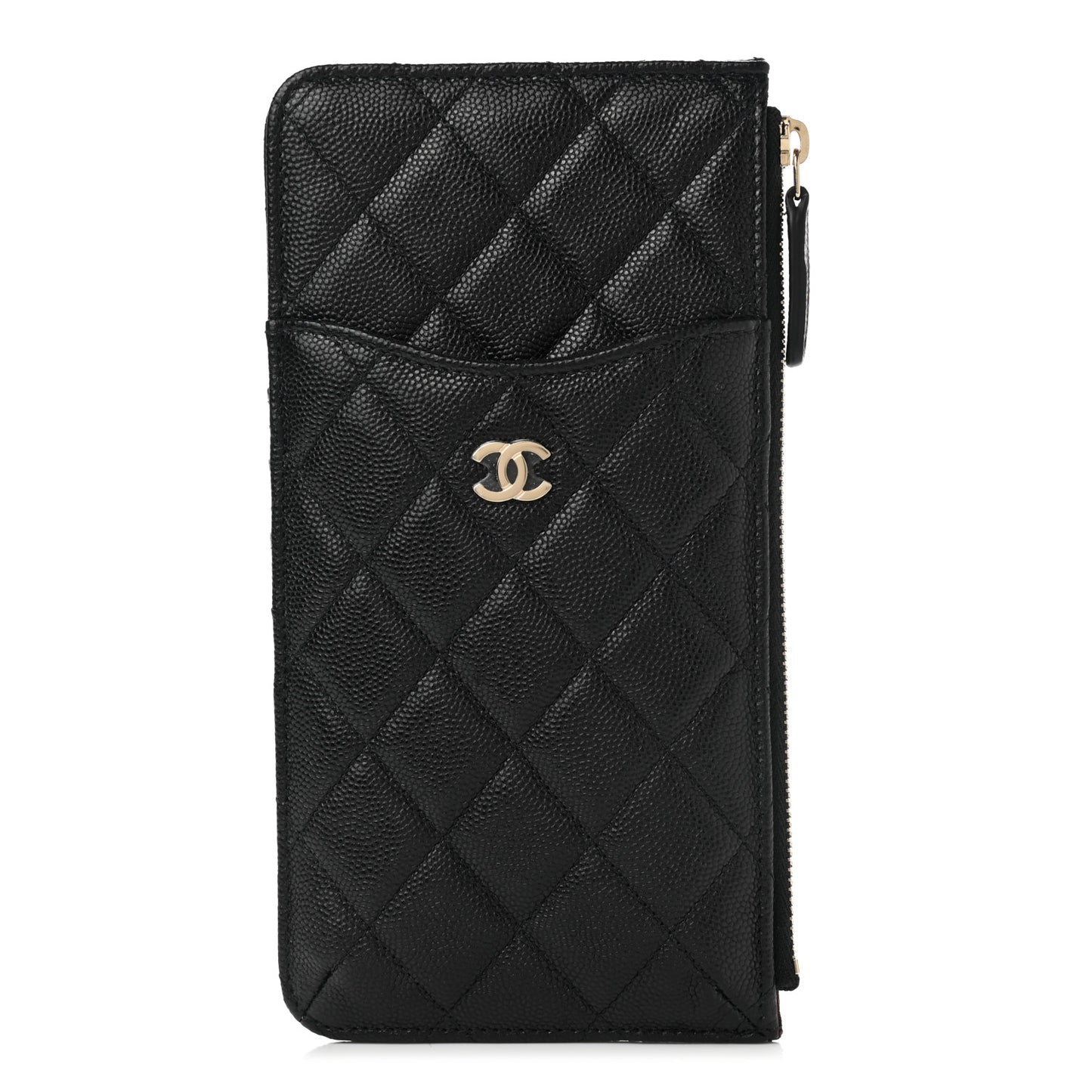 Caviar Quilted Classic Flat Wallet Pouch Black