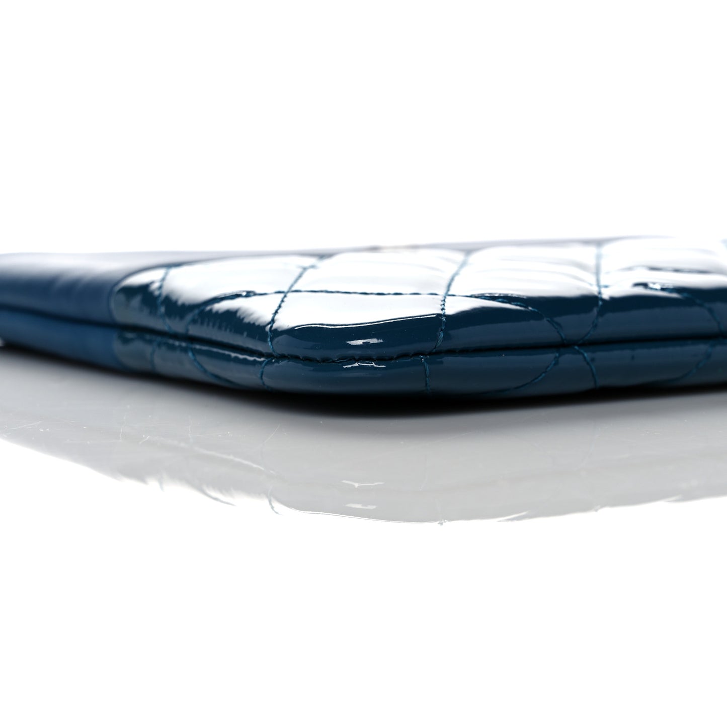 Calfskin Patent Quilted Medium Cosmetic Case Navy Blue