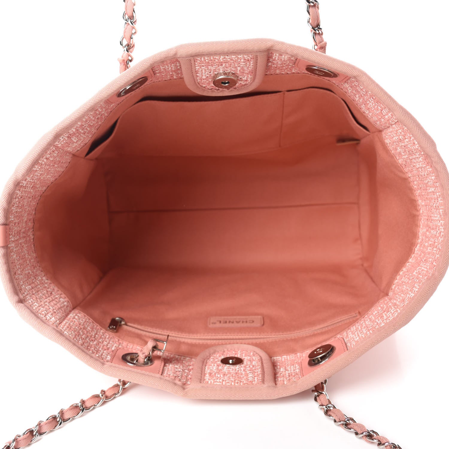 Chanel Straw Lurex Small Deauville Tote Pink 5 of 11