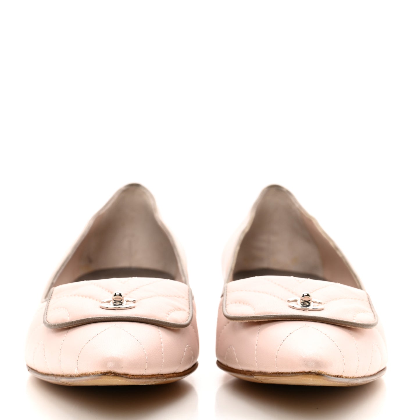 Lambskin Pointed Toe CC Ballet Flats 40.5 Pink