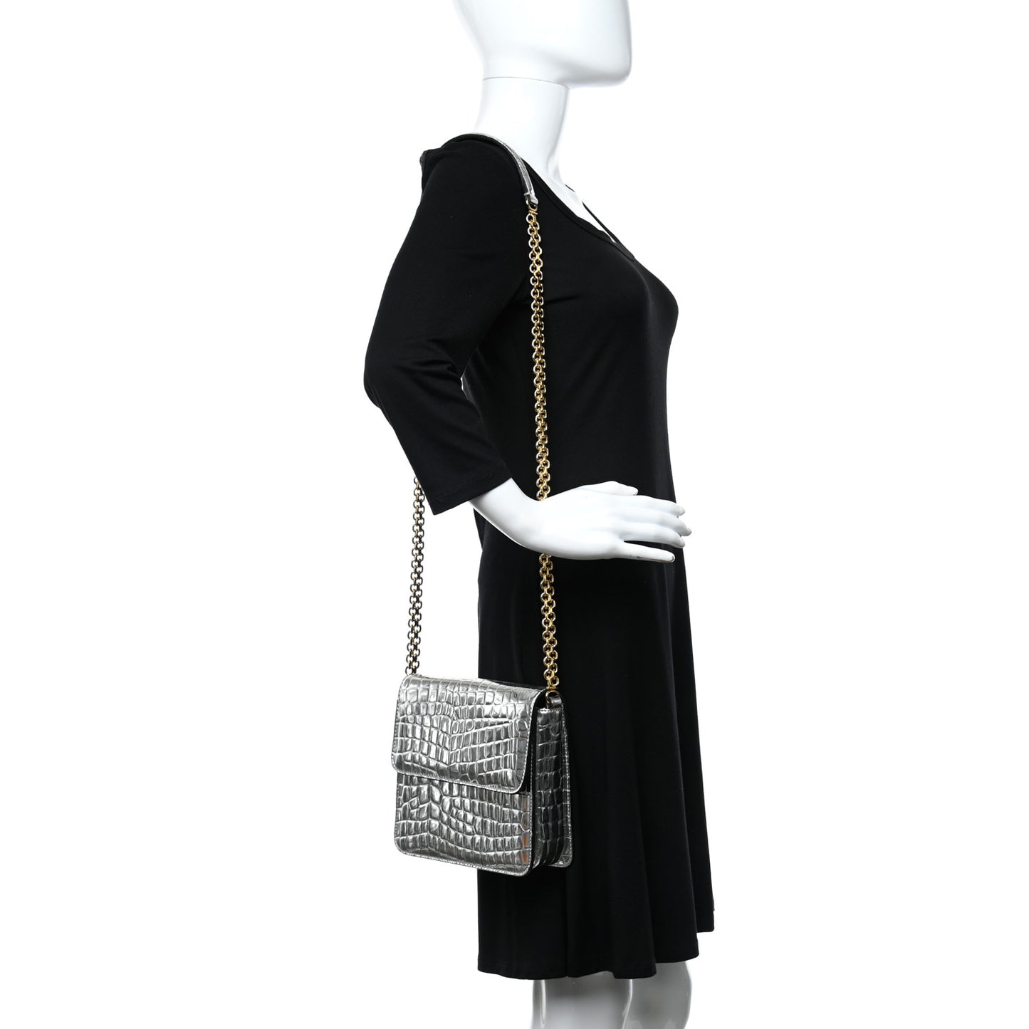 Embossed Crocodile Effect Grace Silver