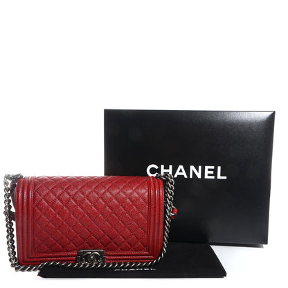 Chanel Caviar Quilted New Medium Boy Flap Dark Red 5 of 9