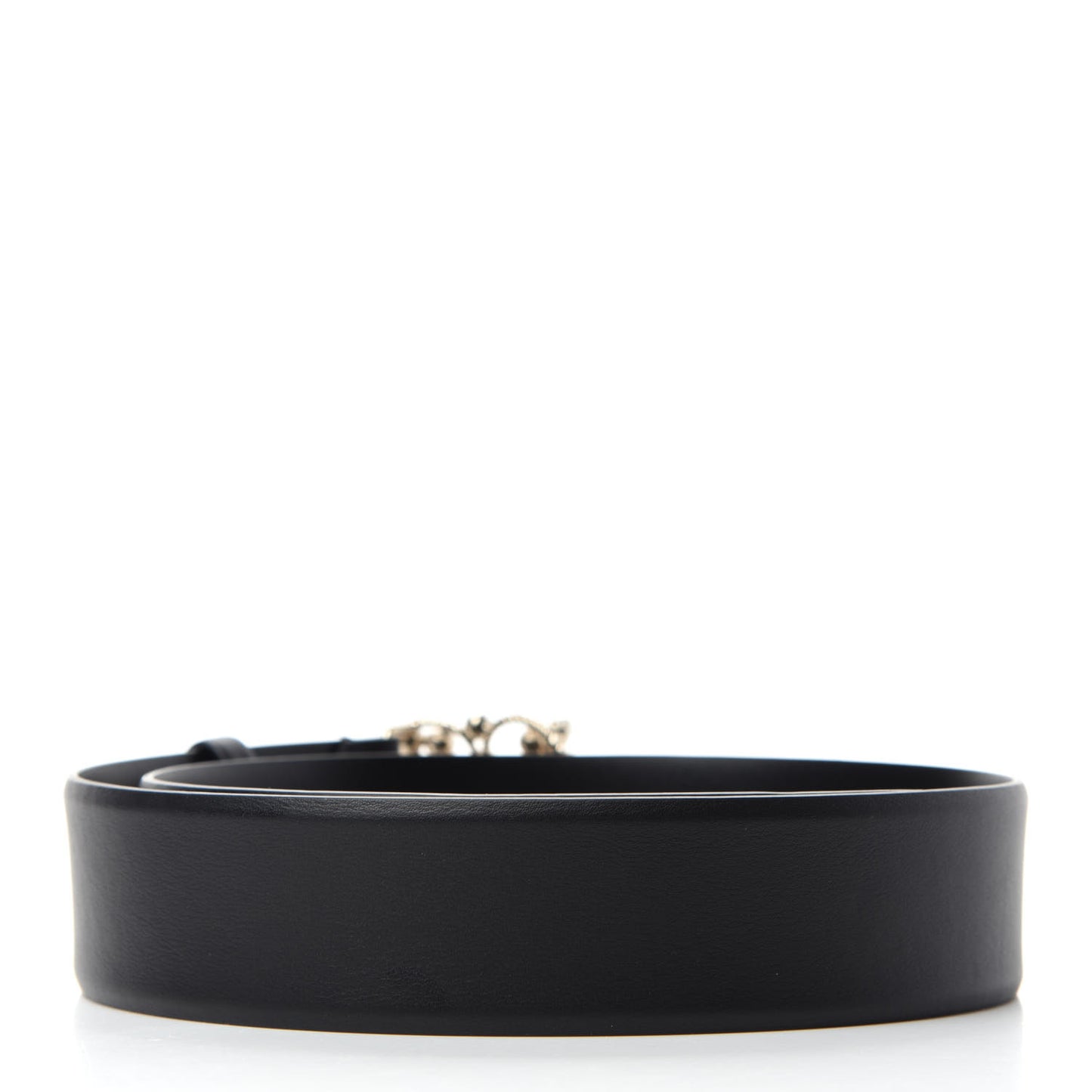 Calfskin Pearl Poured Glass CC Belt 70 28 Black