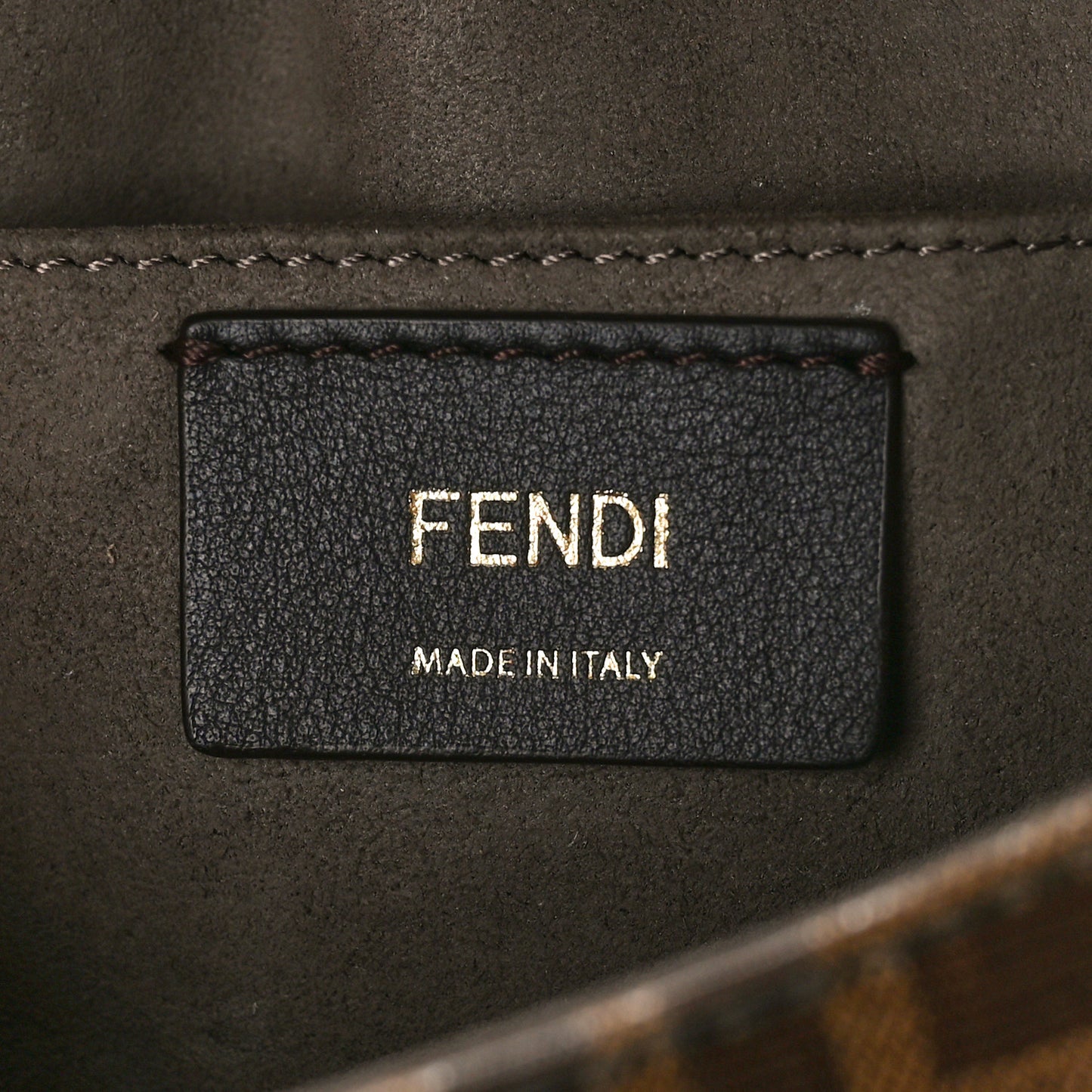 Glazed Fabric Vitello Century FF 1974 Stamp Patch Mini Double F Crossbody Bag Mogano Panna Black