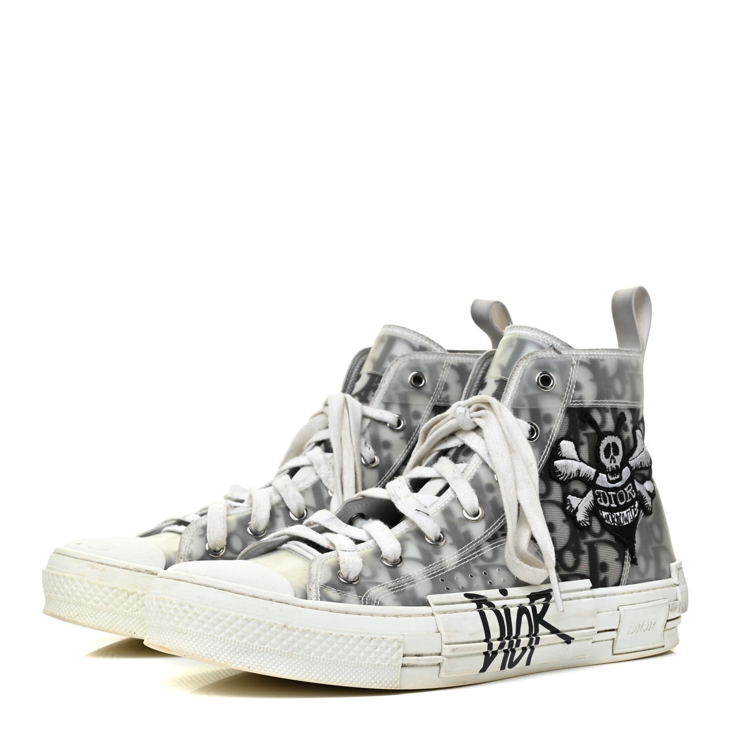 Christian Dior X SHAWN STUSSY Canvas Oblique Mens Bee B23 High Top Sneakers 41 White Black 3 of 19