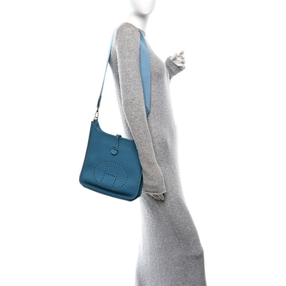 Hermes Taurillon Clemence Evelyne GM Blue Jean 2 of 10