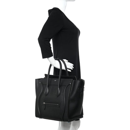 Celine Drummed Calfskin Mini Luggage Black 2 of 13