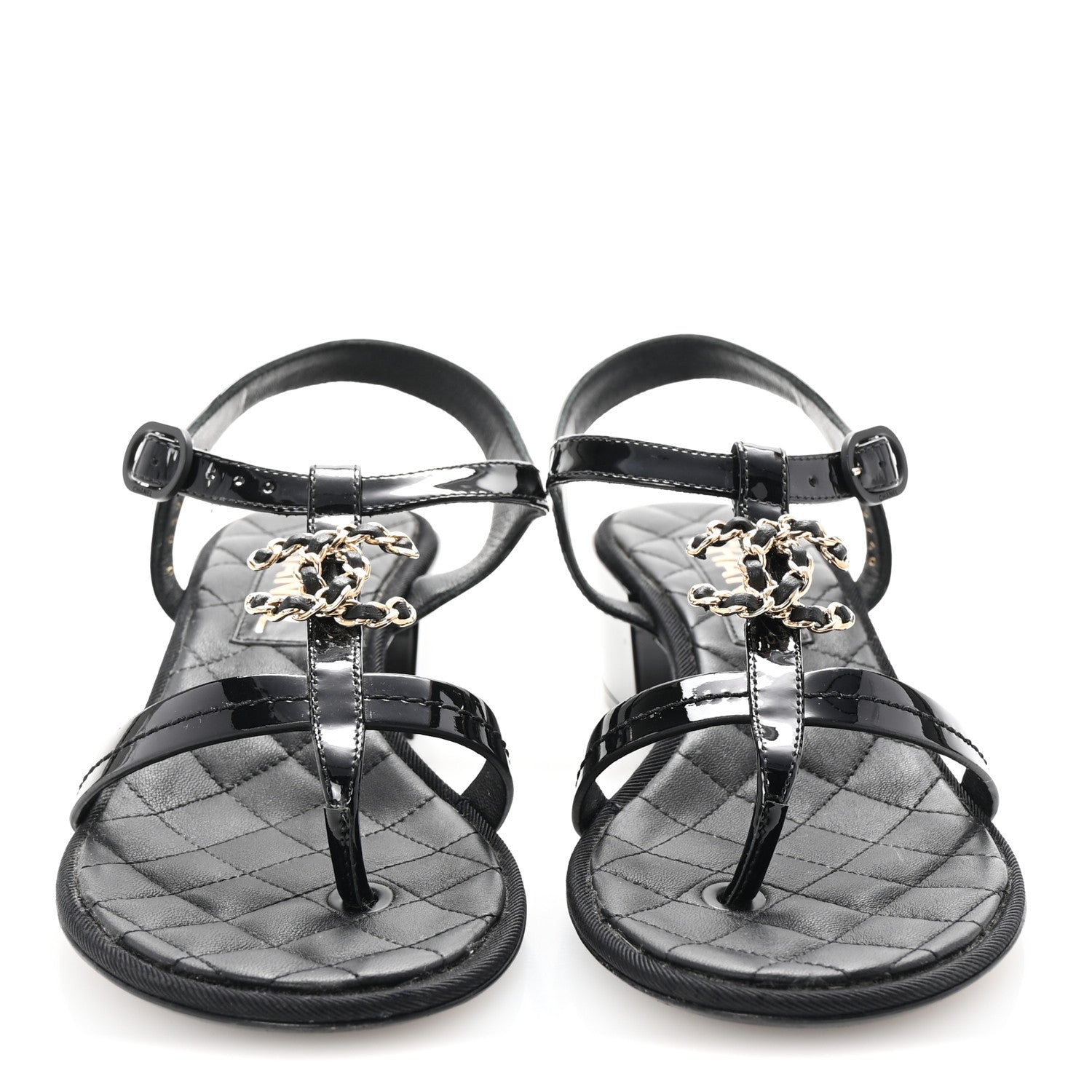 Chanel Patent CC Logo Thong Sandals 37 Black 3 of 9
