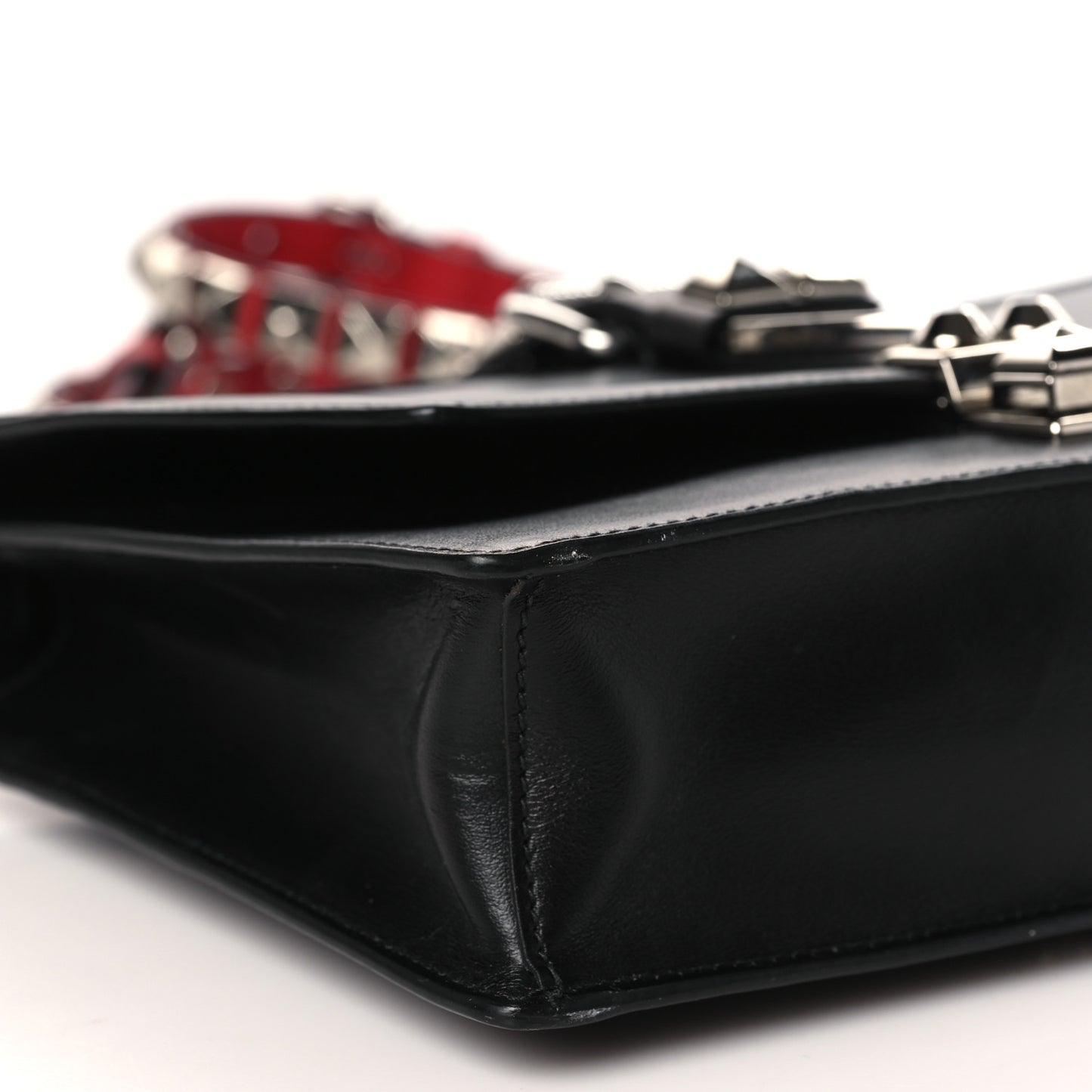 Saffiano City Calfskin Studded Large Elektra Shoulder Bag Black Fuoco