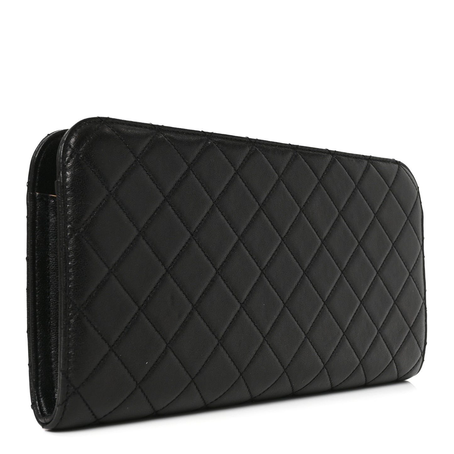 Lambskin Quilted Coco Midnight Clutch Black