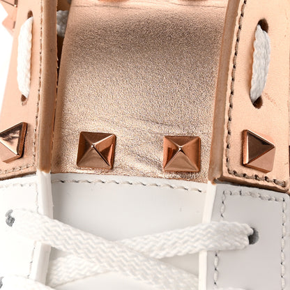 Valentino Garavani Calfskin Rockstud Open Sneakers 39 White Rose Gold 11 of 12