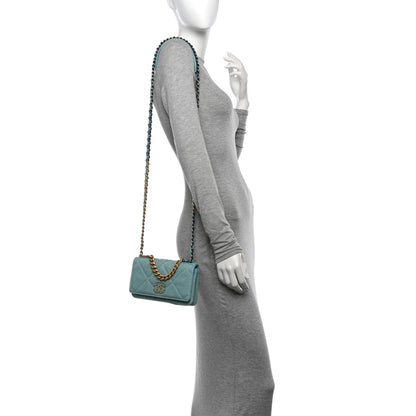 Chanel Denim Quilted Chanel 19 Wallet On Chain WOC Neon Blue 2 of 12