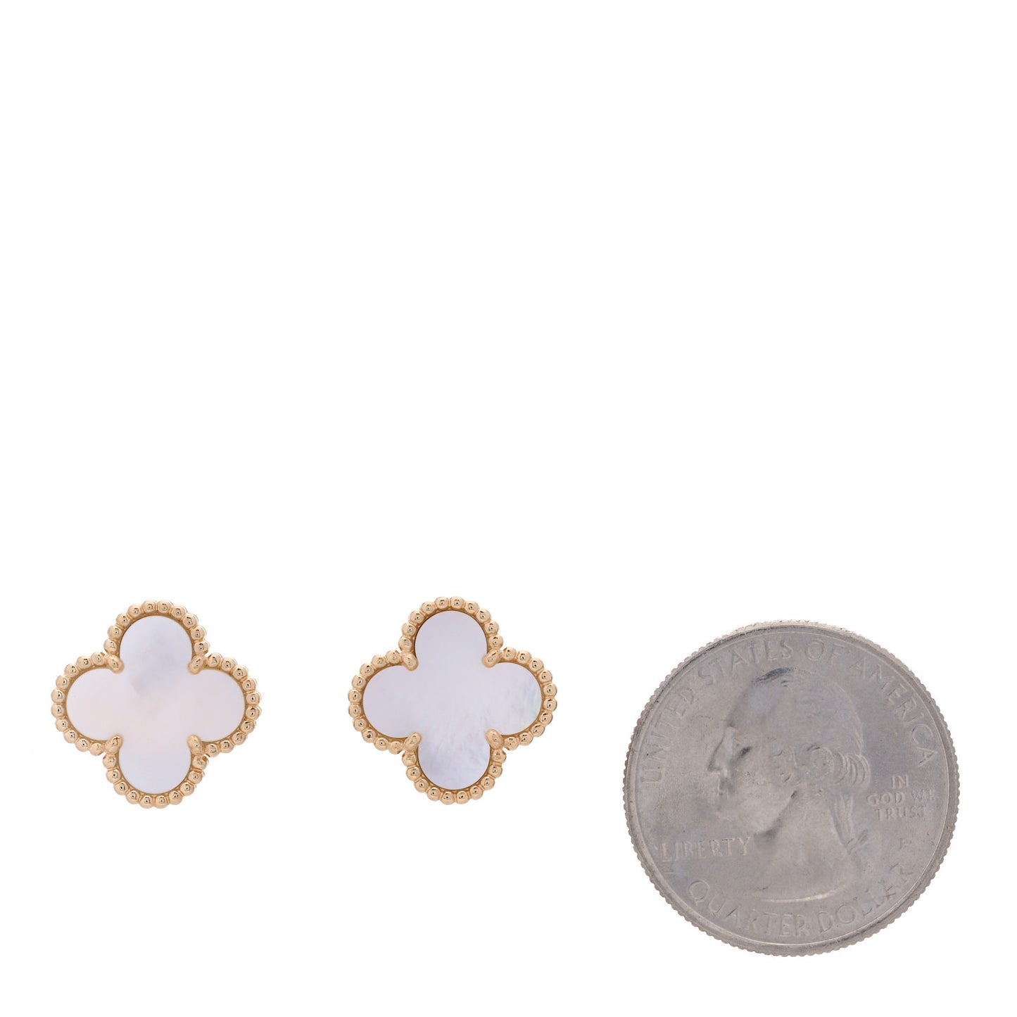 18K Yellow Gold Mother of Pearl Vintage Alhambra Earrings