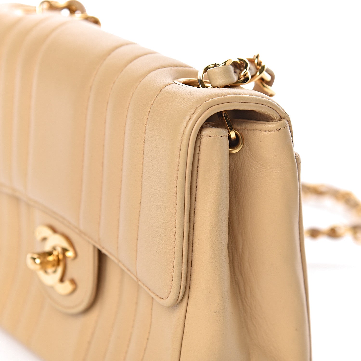 Chanel Lambskin Vertical Quilt Mini Square Flap Beige 12 of 16