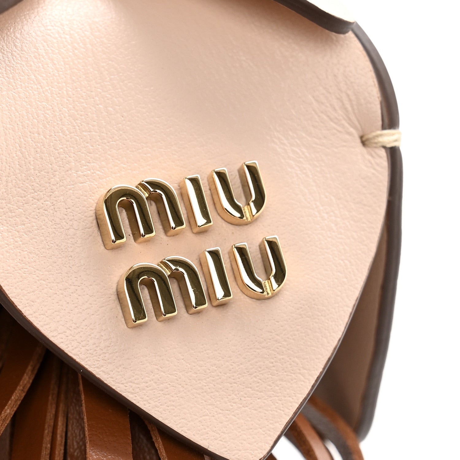Miu Miu Calfskin Trick Bag Charm Powder Beige Cognac 3 of 3
