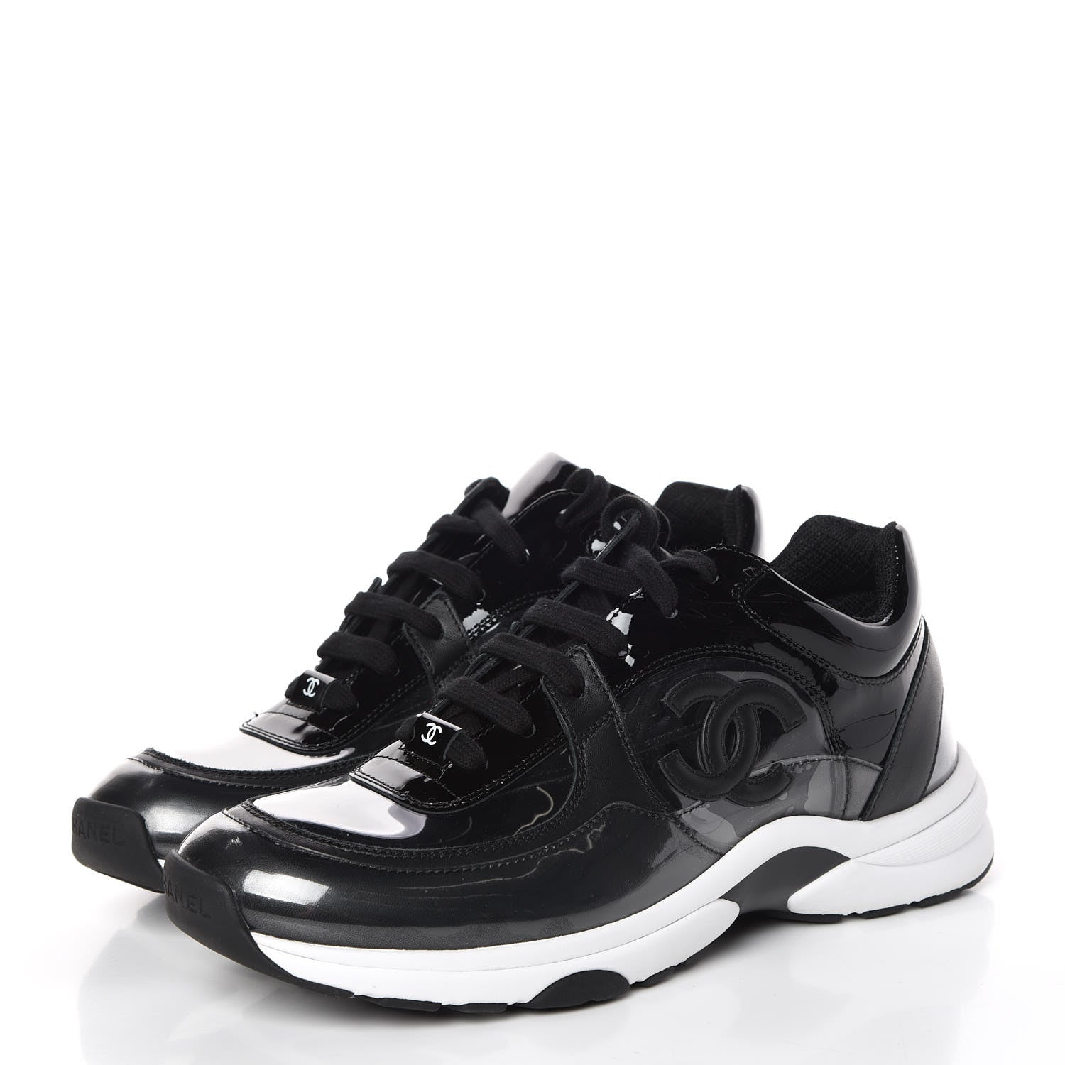 Chanel Patent PVC Womens CC Sneakers 40 Transparent Black 3 of 9