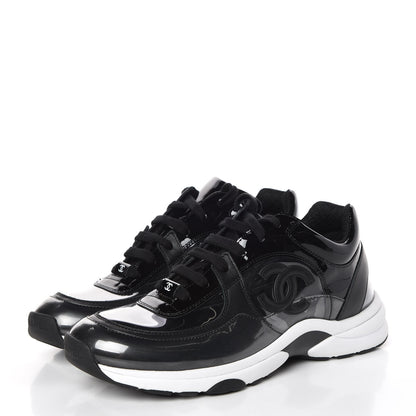Chanel Patent PVC Womens CC Sneakers 40 Transparent Black 3 of 9