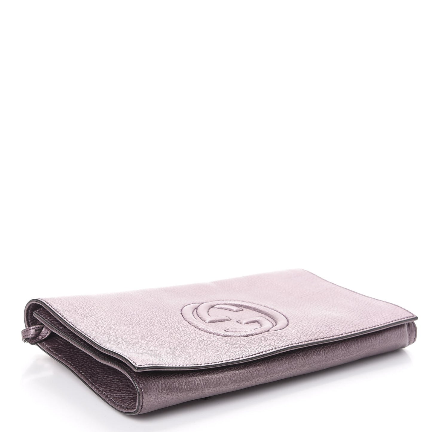 Metallic Pebbled Calfskin Medium Soho Clutch Purple