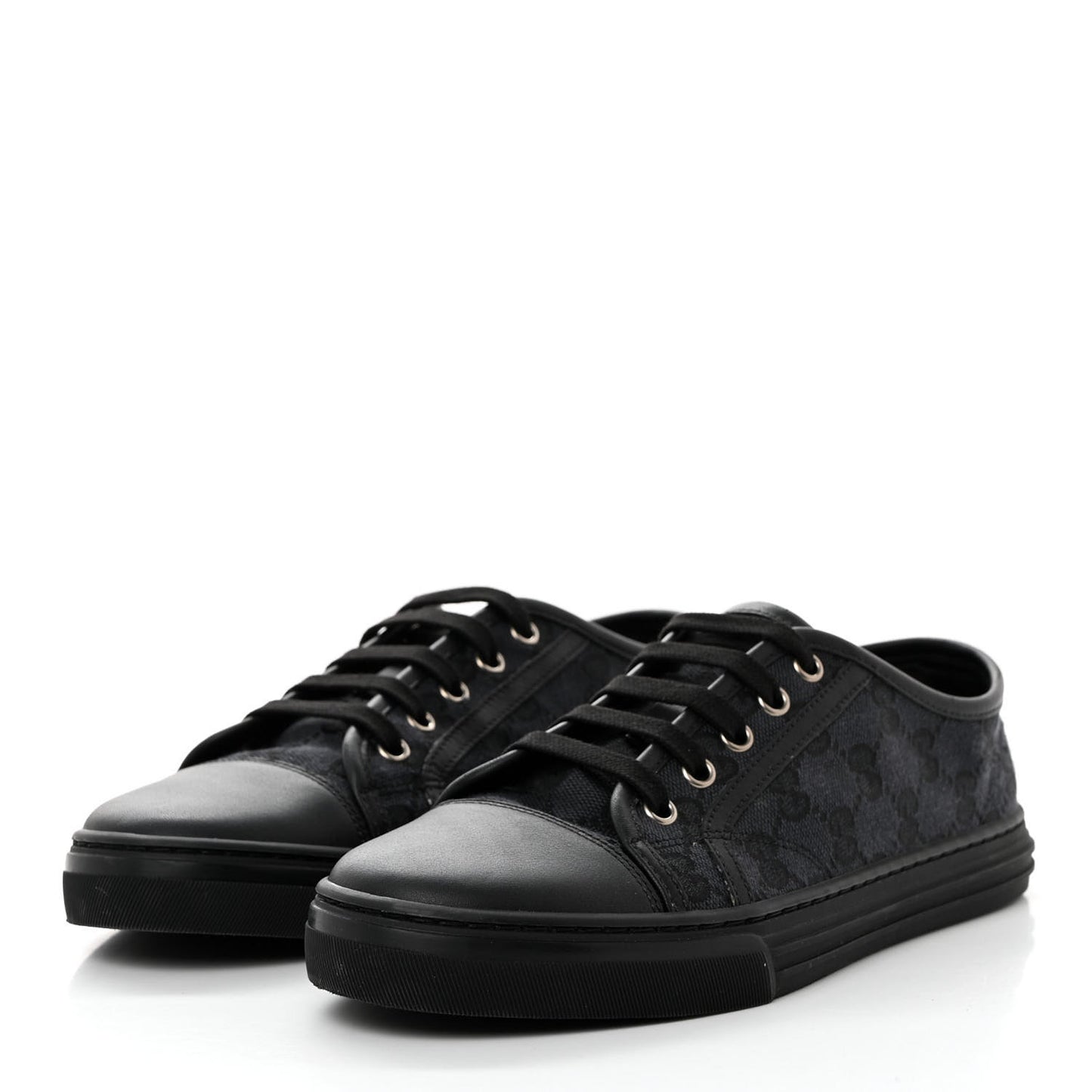 GG Monogram Calfskin Womens Low Top Sneakers 37.5 Piombo Black