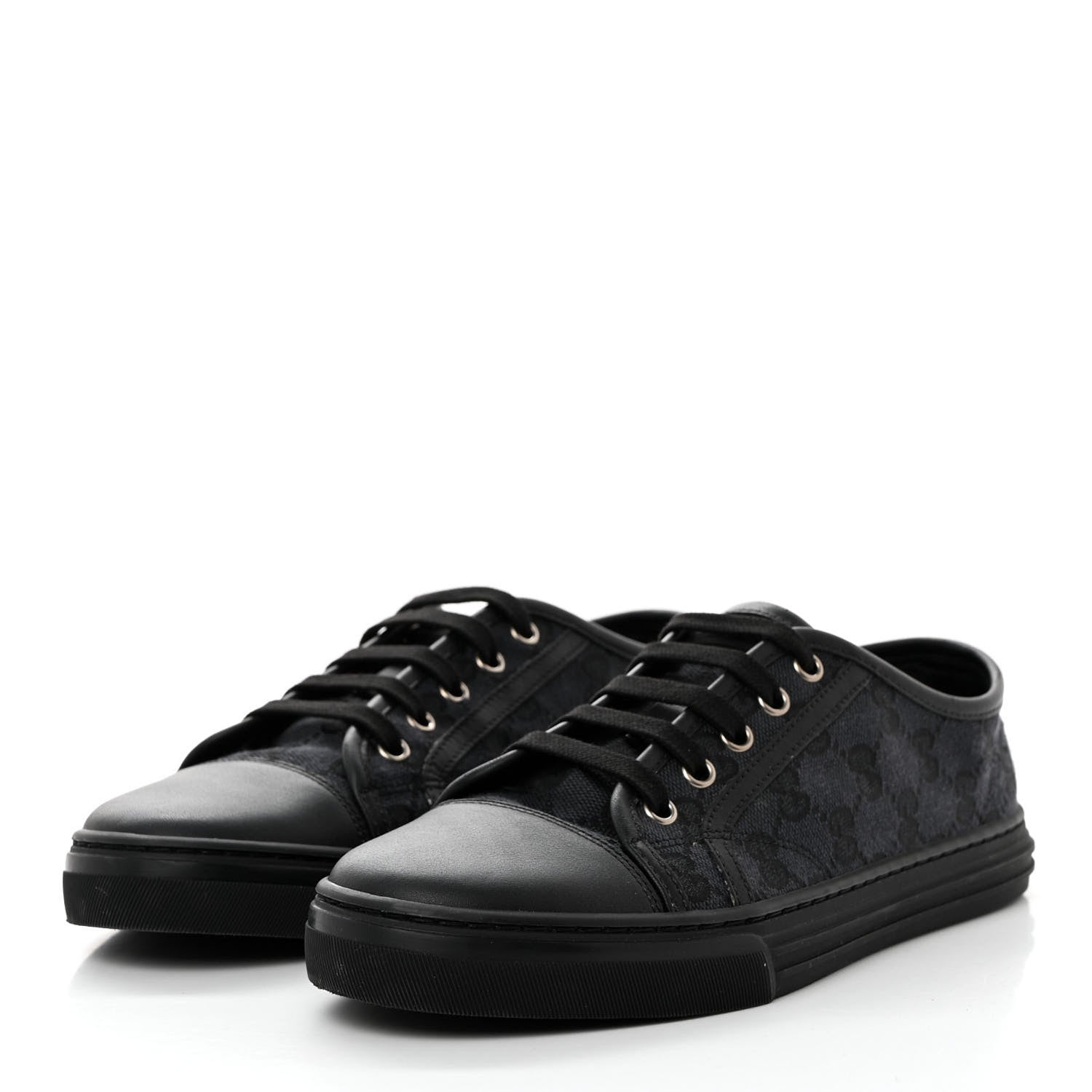 Gucci GG Monogram Calfskin Womens Low Top Sneakers 37.5 Piombo Black 3 of 8