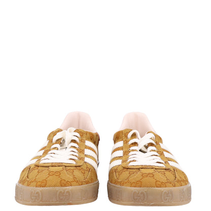 Gucci X ADIDAS Vintage GG Monogram Mens Gazelle Sneakers 11.5 Mid Natural Nut Off White 4 of 9