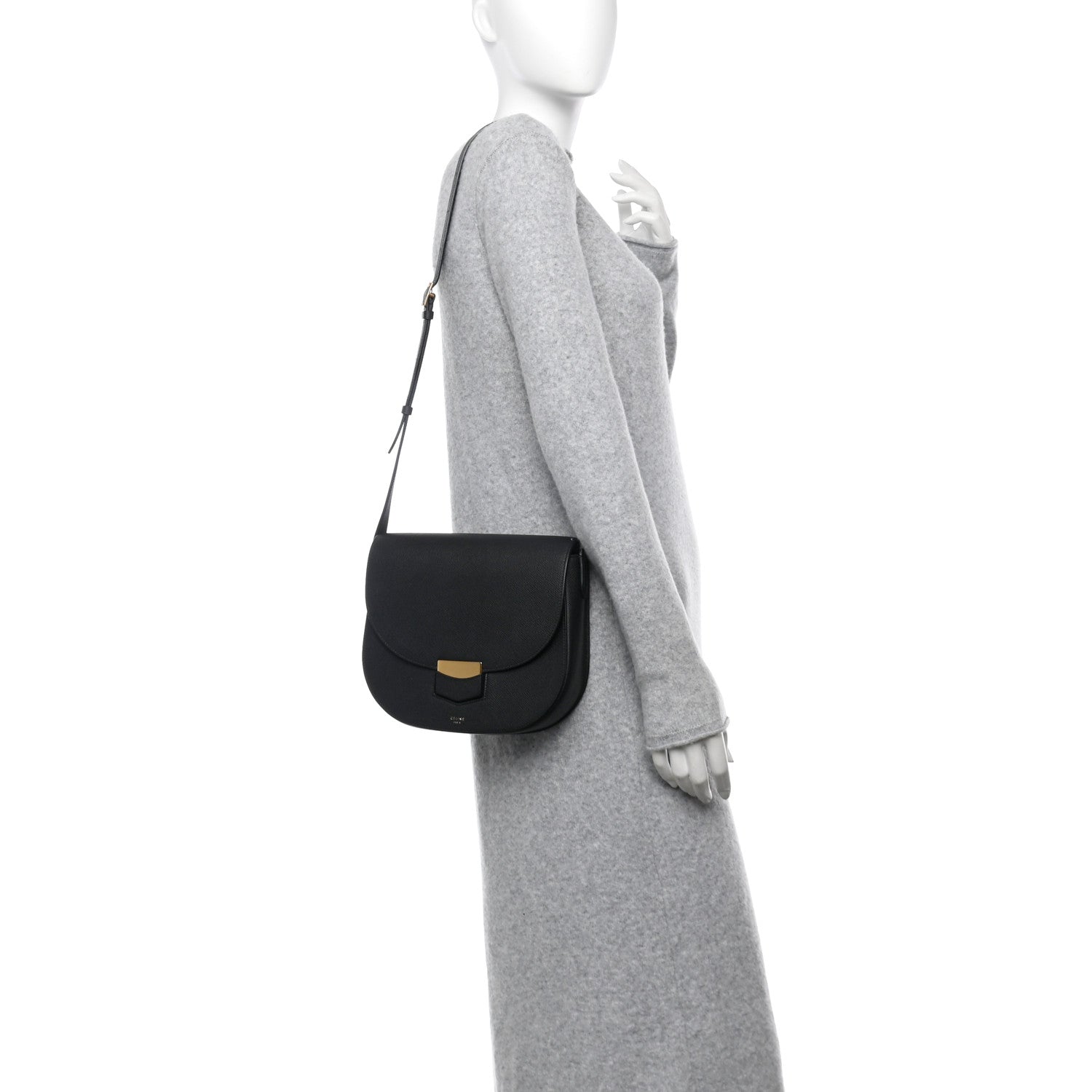 Celine Grained Calfskin Compact Trotteur Black 2 of 10