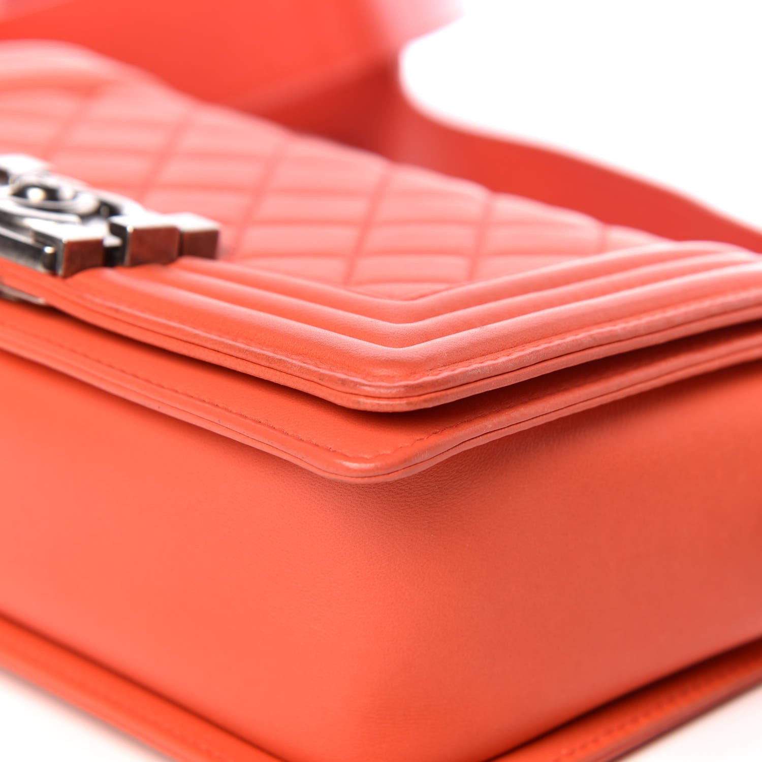 Chanel Lambskin Stingray Quilted Small Boy Flap Orange 9 of 12