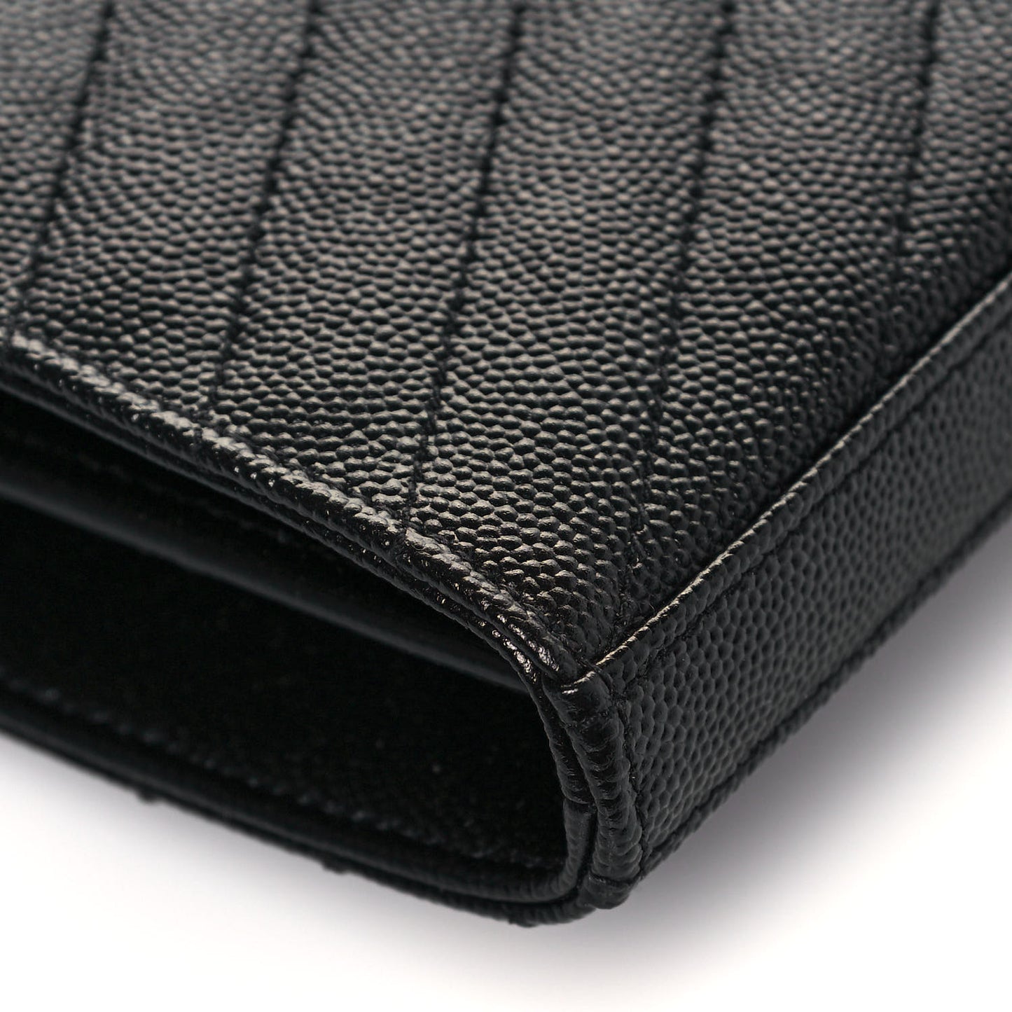 Grain De Poudre Matelasse Chevron Monogram Chain Wallet Black