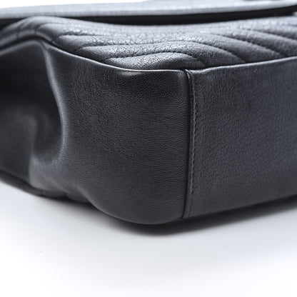 Saint Laurent Sheepskin Matelasse Chevron Monogram Large College Satchel Black 9 of 13