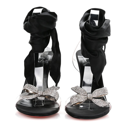 Christian Louboutin Satin Crystal PVC Astrinodo 100 Sandals 39.5 Black 3 of 8