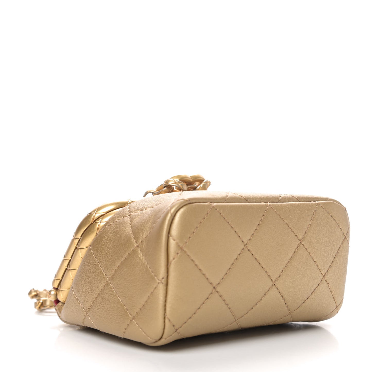 Metallic Lambskin Quilted Small My Crush Bag Gold