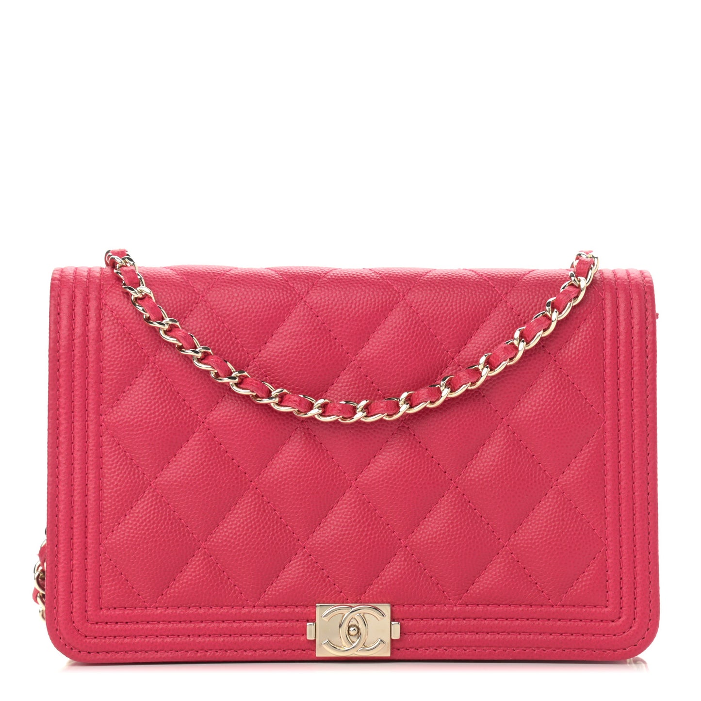 Caviar Quilted Boy Wallet On Chain WOC Fuchsia