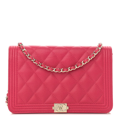 Chanel Caviar Quilted Boy Wallet On Chain WOC Fuchsia 1 of 13