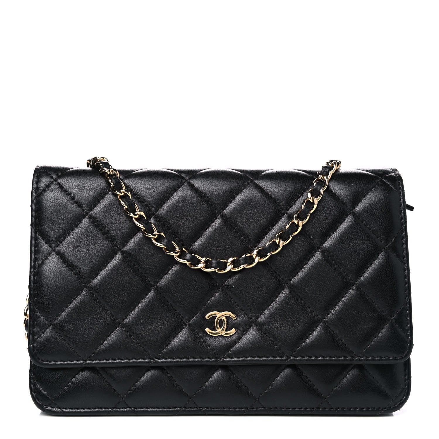 Chanel Lambskin Quilted Wallet On Chain WOC Black 1 of 11
