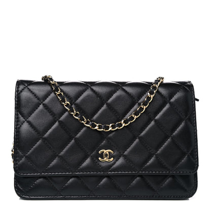 Chanel Lambskin Quilted Wallet On Chain WOC Black 1 of 11