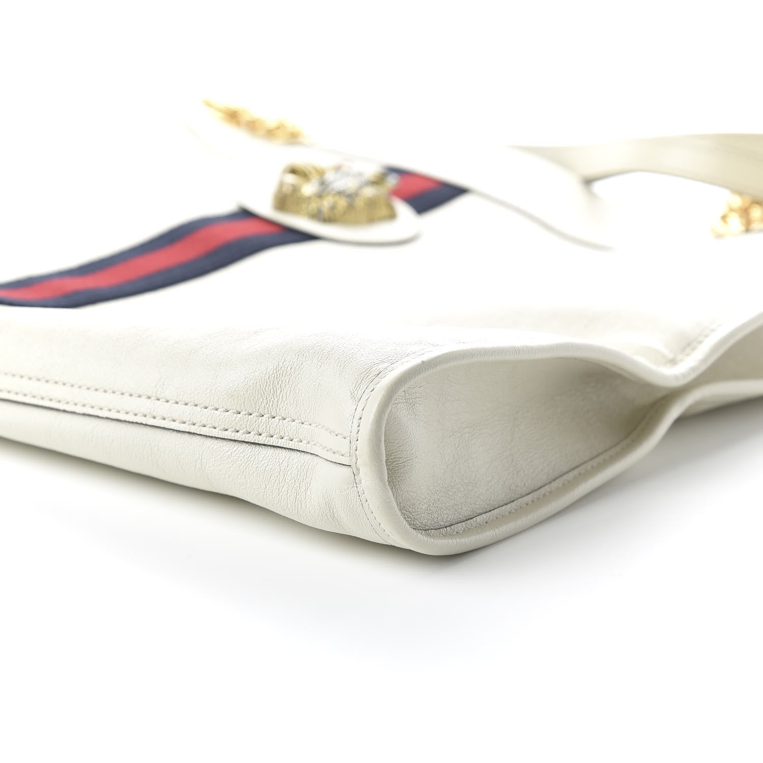 Gucci Suede Calfskin Large Rajah Chain Tote White 7 of 10