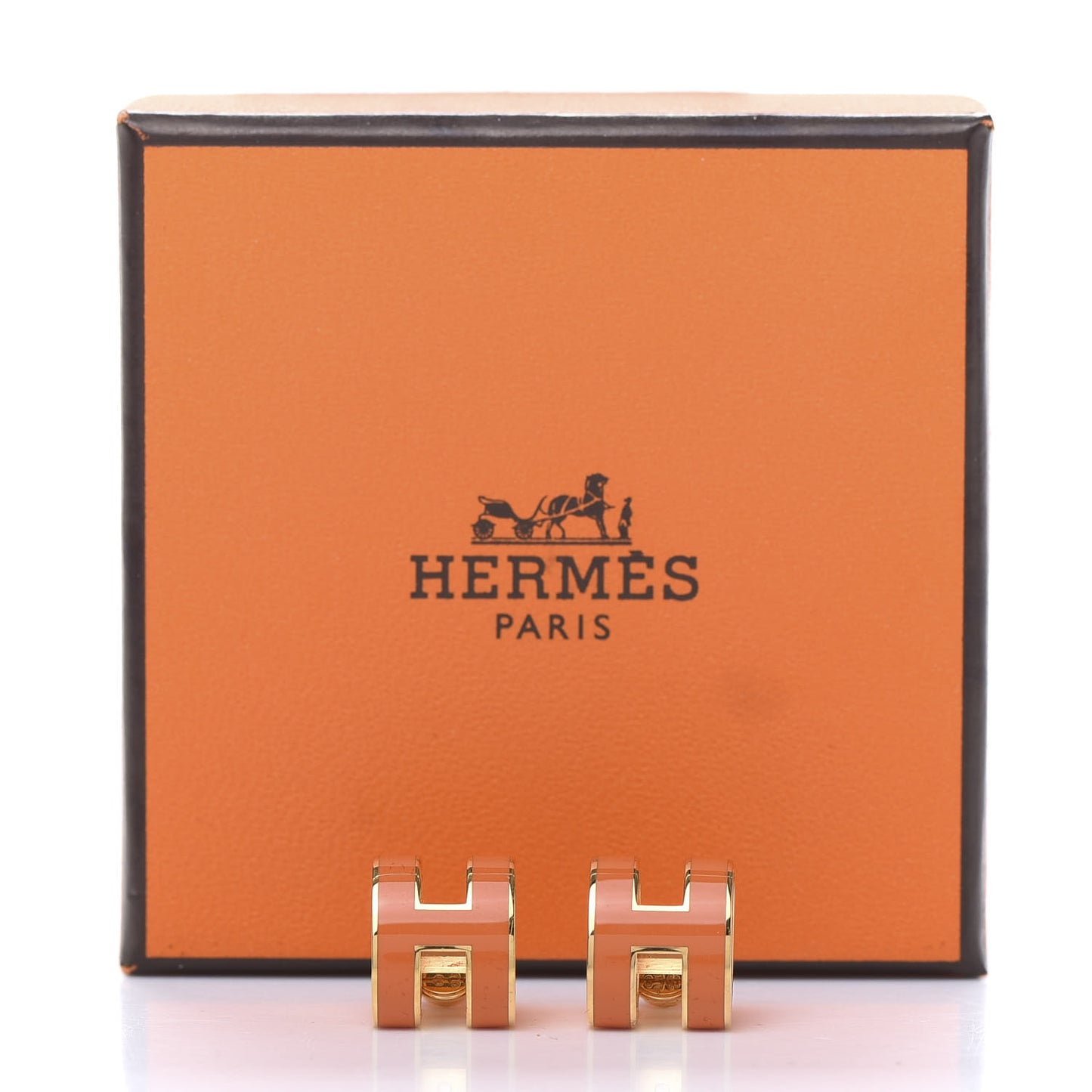 Gold Lacquered Pop H Earrings Orange