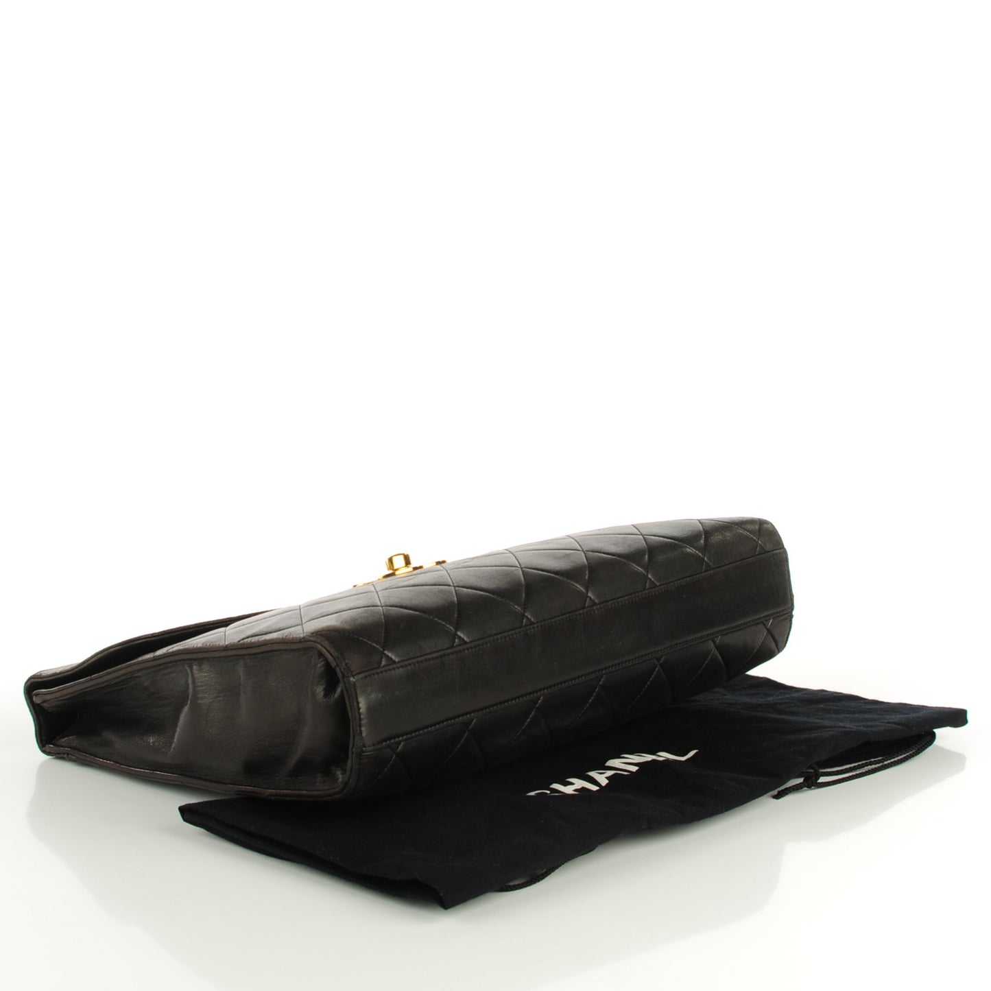 Lambskin Quilted Briefcase Laptop Bag Black